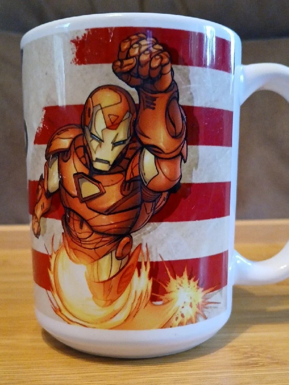 Marvel Ceramic Mug Duo — White with Green and Red and Red and Gold Artwork